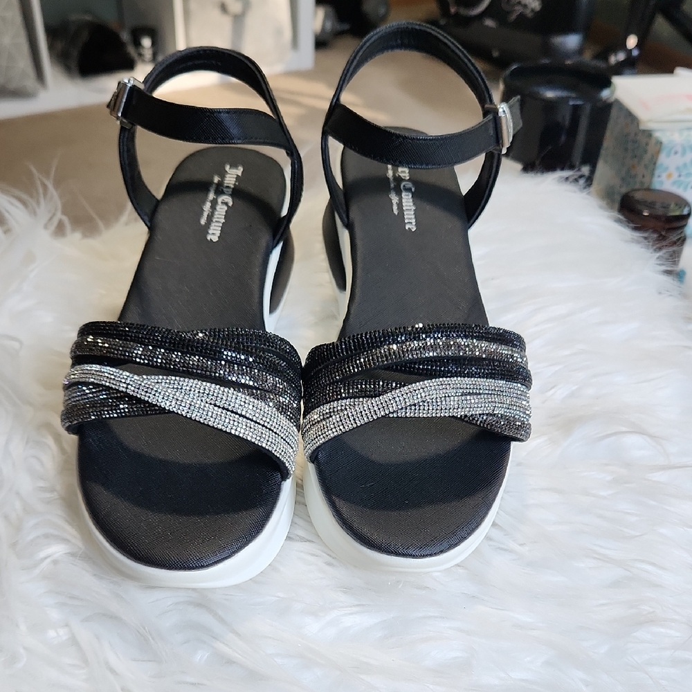 Juicy Couture Black and Silver Sandals